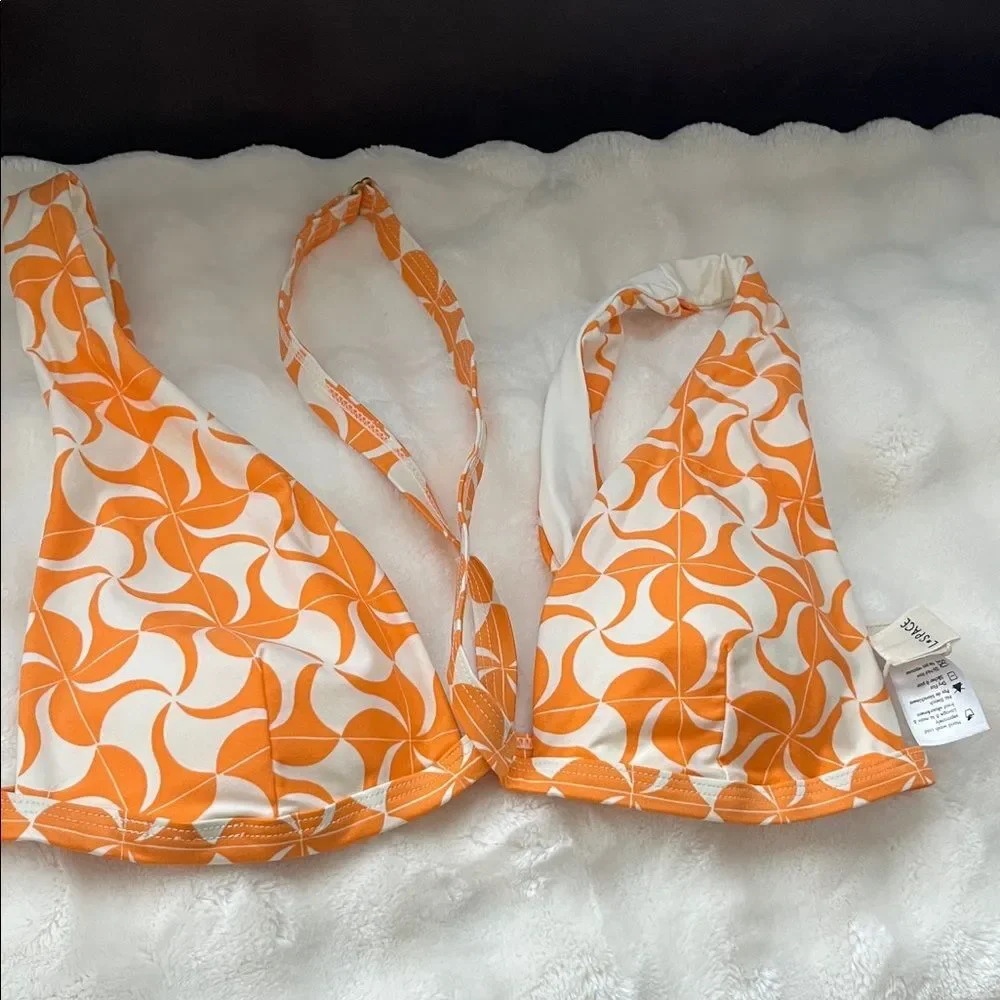 New with Tags L*Space Vibrant Orange and White Bikini Avery Top